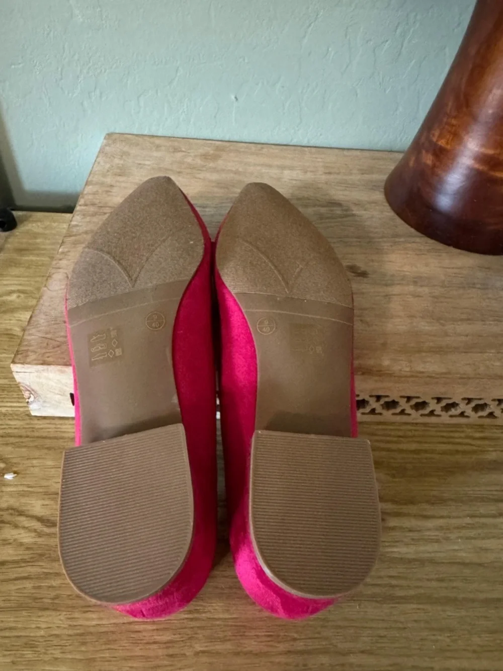 Fuchsia Suede Pointed Flats Chic Bow Detail Size 9